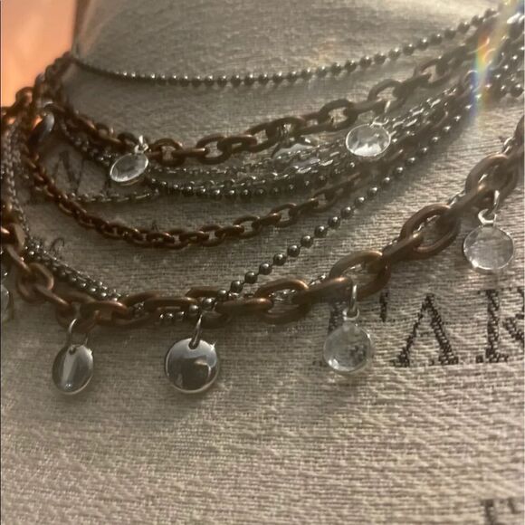 Lia Sofia wayfarer multi chain convertible necklace crystal silver bling - Picture 4 of 7